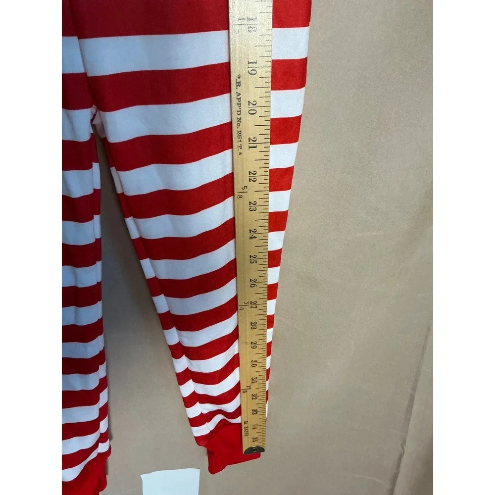 Unbranded Christmas Hooded Union Suit Kids Size 2-4 Red White Excellent Striped